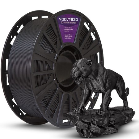 Filamento PLA Preto Velvet Premium 1Kg 1,75mm Efeito Aveludado Impressora 3D FDM Voolt3D Oficial