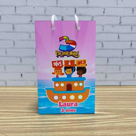 Sacolinha 3 Palavrinhas Personalizada para Festa  Lembrancinhas Aniversário