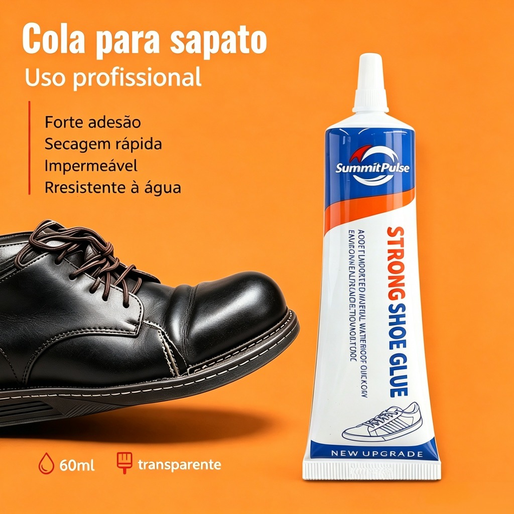 Cola para Sapatos Premium de Alta Resistência 60ml - Adesivo de Reparação para Calçado de Couro e Sapatilhas Desportiva