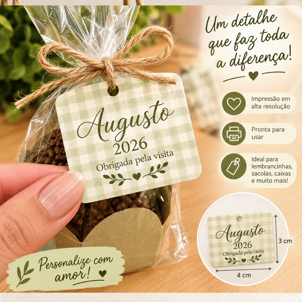 Tags Personalizadas 3x4cm | Lembrancinhas de Festa | Chá de Bebê | Aniversário | Maternidade