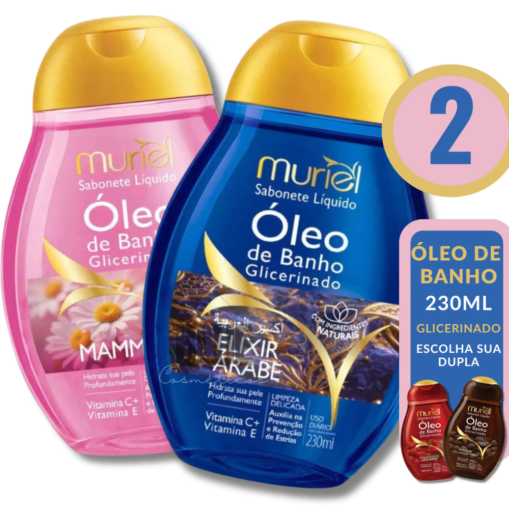 Kit 2 Óleo de Banho Sabonete Liquido GLICERINADO 230ML Muriel - ESCOLHA SUA DUPLA
