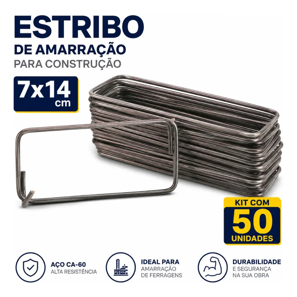 Estribo 7x14 Para Amarração De Ferragem Construção Kit 50