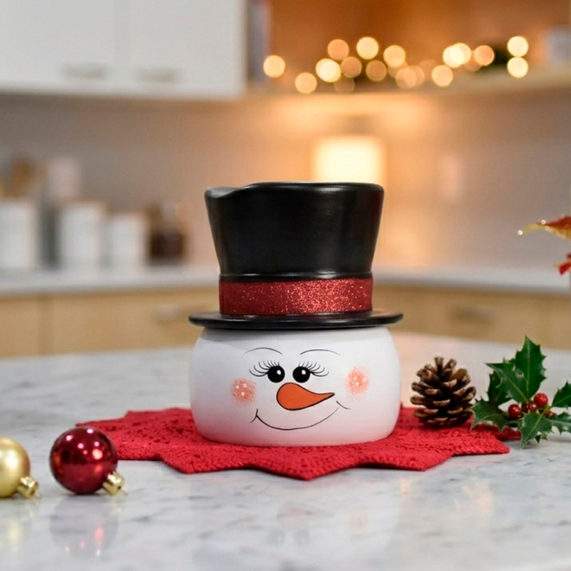 Enfeite Natal Porta-Doces Boneco de Neve Cerâmica Presente Decorativo Papai Noel Mesa Infantil Baleiro Bomboniere Festa