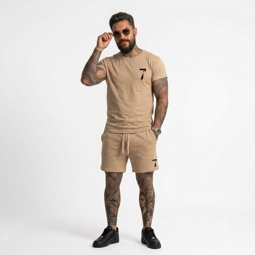 Camiseta e bermuda lançamento conjunto básico confortável verão estiloso moda homem Masculino Primavera Cb-506