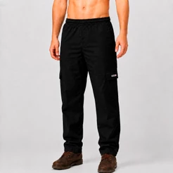 Calça Masculina Brim Sarja Cargo Elástico Cordão 5 Bolsos Uniforme Trabalho Mecânico Serviço Pesado