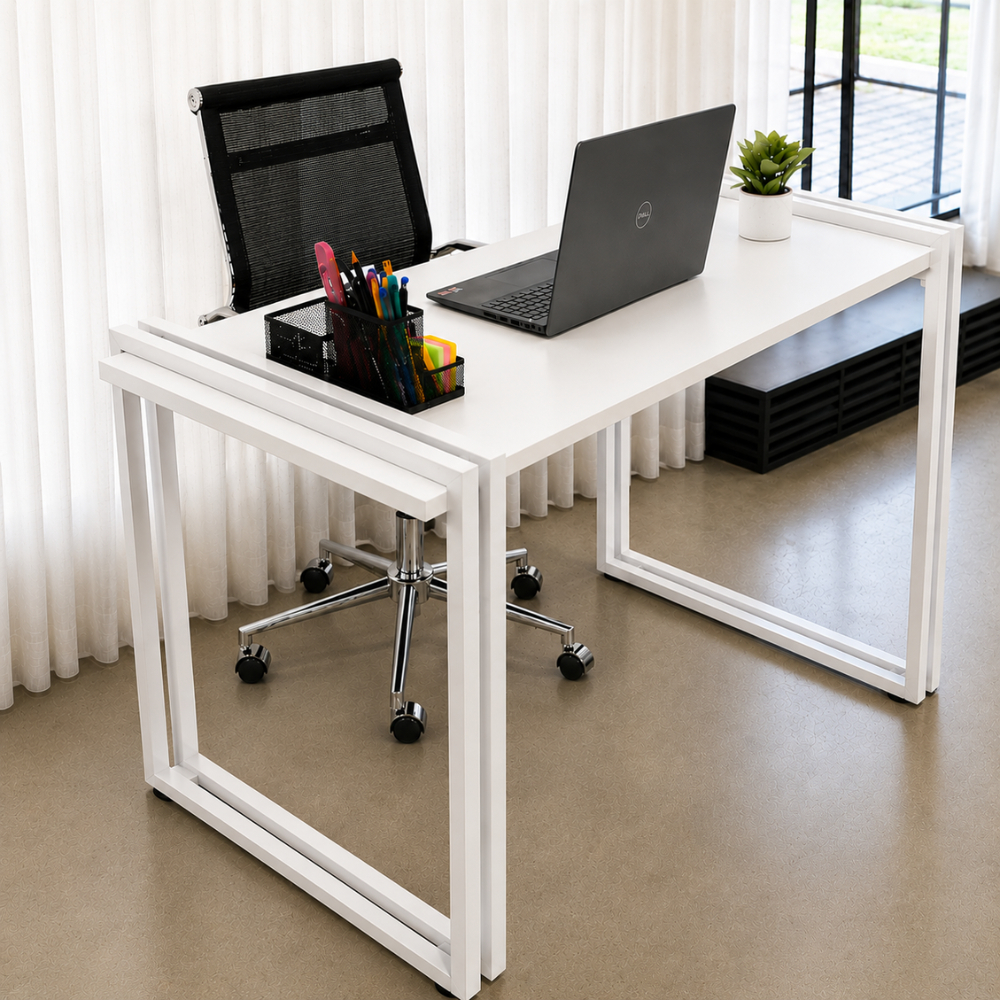 Mesa Escritório Industrial com Estrutura Metálica Reforçada , Escrivaninha Estudo Home Office-103