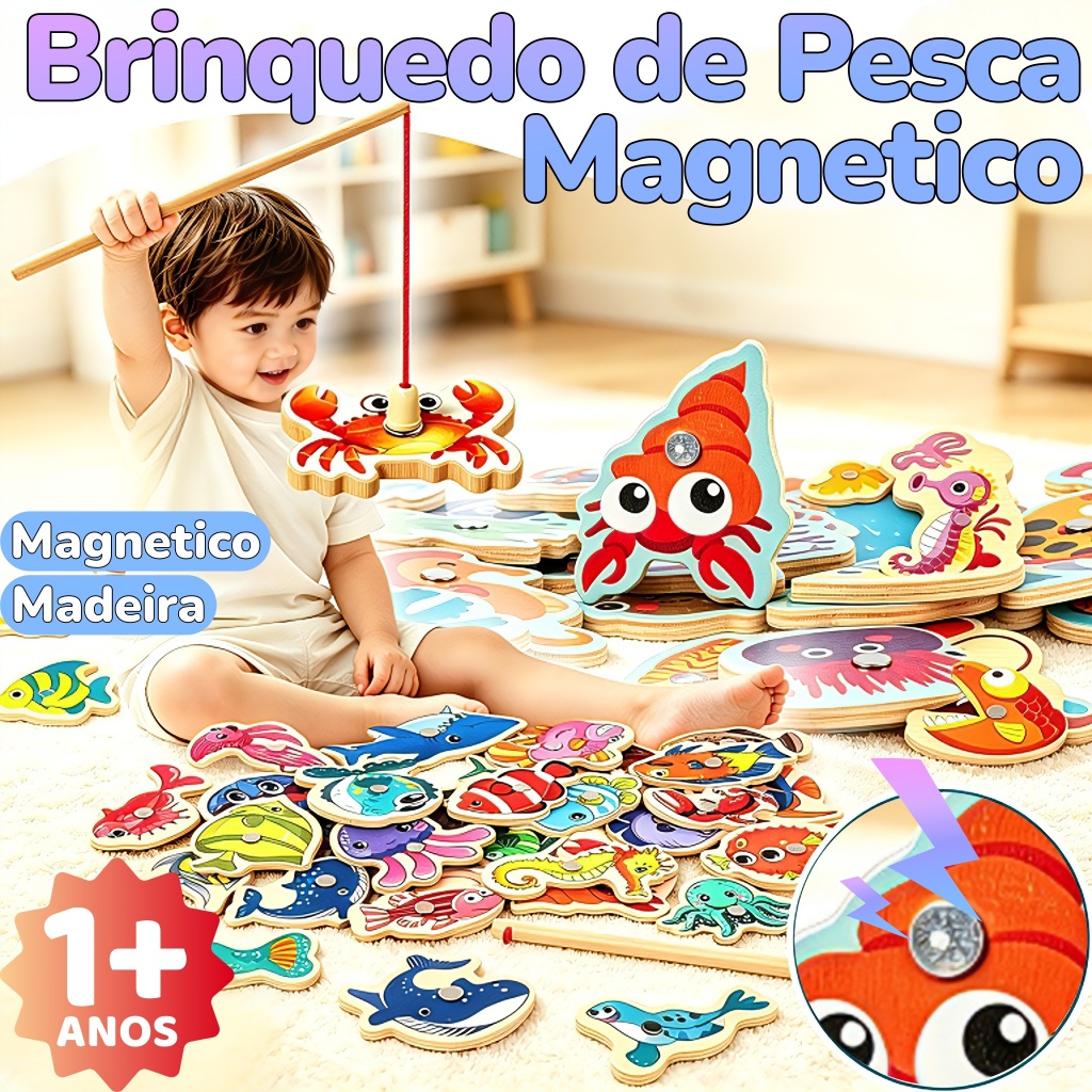 87pçs Peças Jogos de Pescaria Magnético de Madeira Brinquedos Montessori Educacional para Crianças