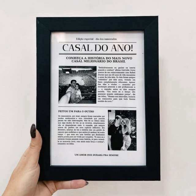 Quadro Personalizado Jornal do Amor | Quadro Personalizado Casal | Presente Para o Dia dos Namorados