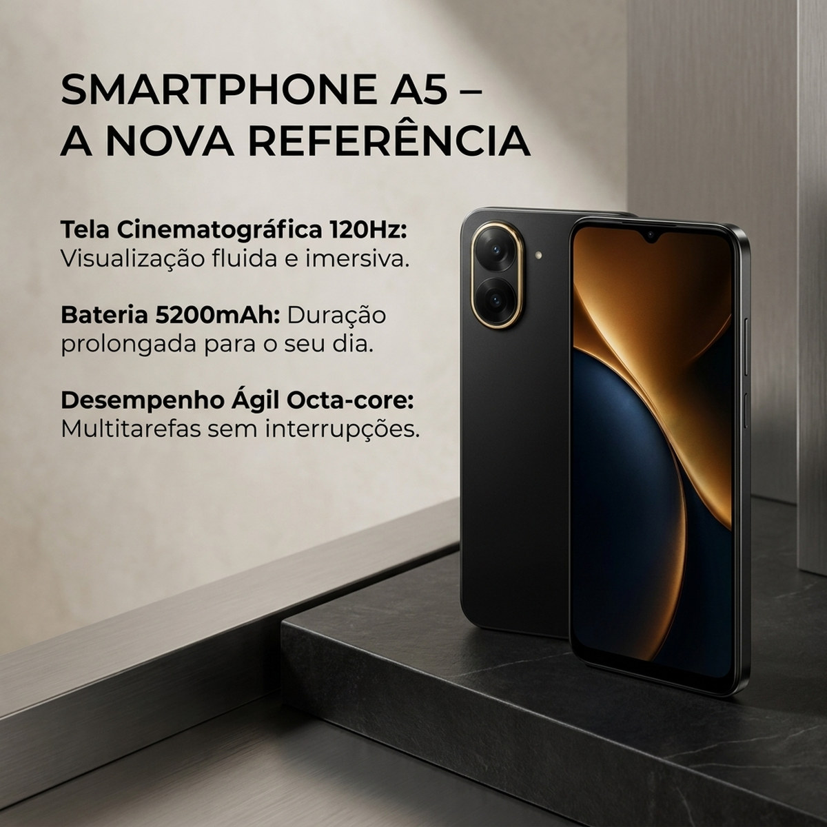 Smartphone Celular Redmi A5 4GB RAM 128GB Armazenamento Tela 6.67 Polegadas Bate