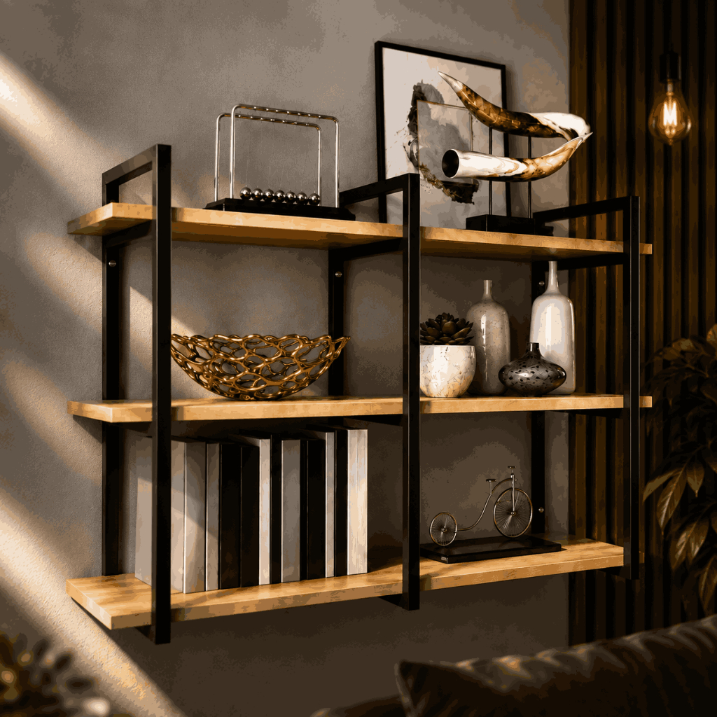Estante Suspensa Estilo Industrial Moderna e Inovadora p/ Escritório Sala Cozinha Quarto Versátil