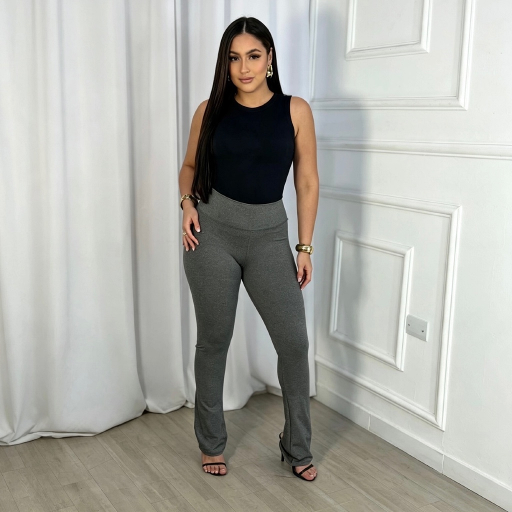 Calça Flare Legging Fitness Feminina Cintura Alta Ideal Para Pilates Academia Ginastica Dia a Dia Suplex