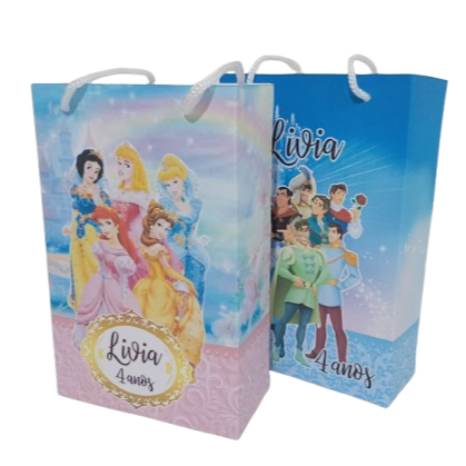 PEGUE E MONTE Sacolinha/Bolsinha (PEQUENA) Personalizada  PRINCESAS Festa Surpresa Mimos Lembrancinhas