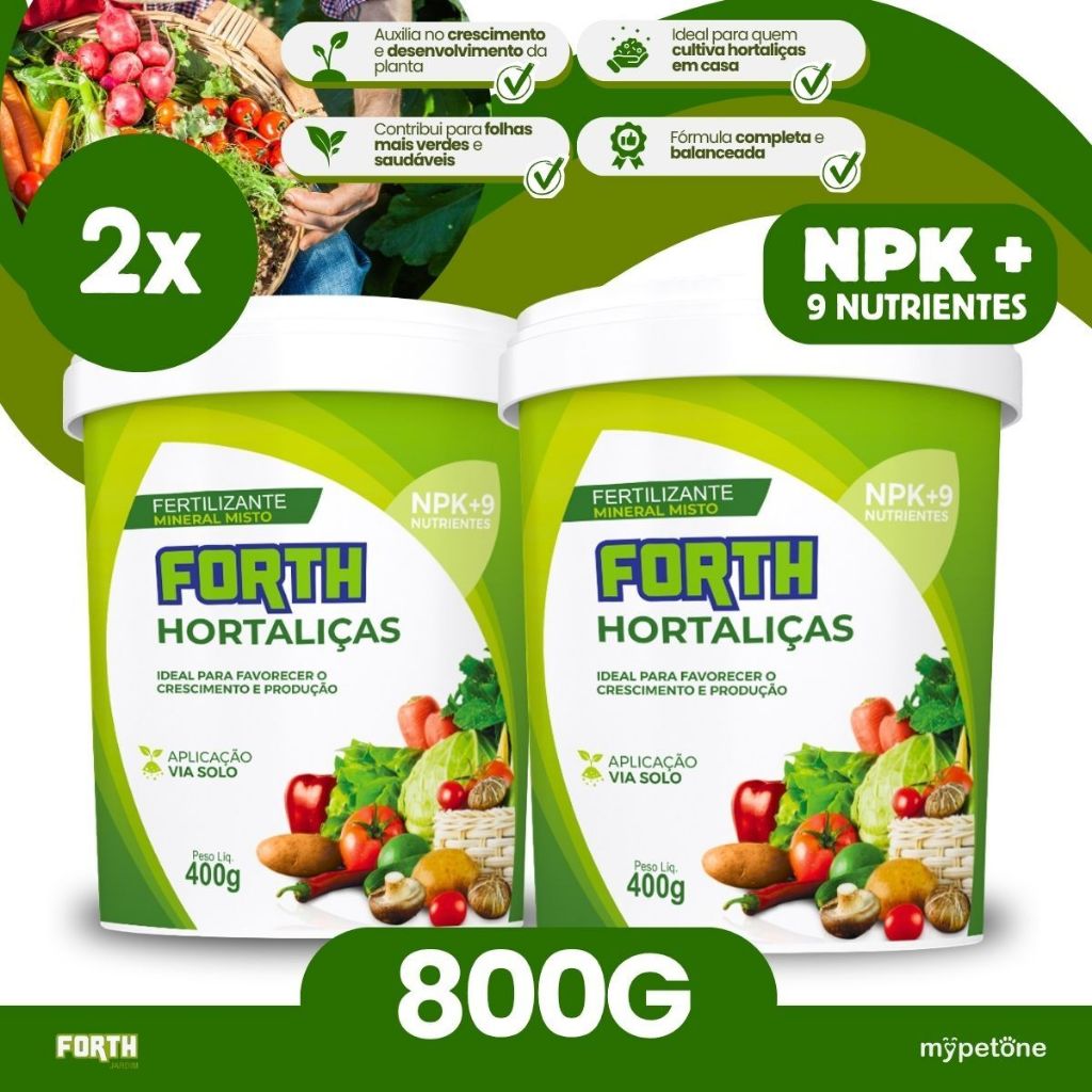 Kit 2 Fertilizante Adubo Forth Hortaliças 400g Nutrição Para Hortas