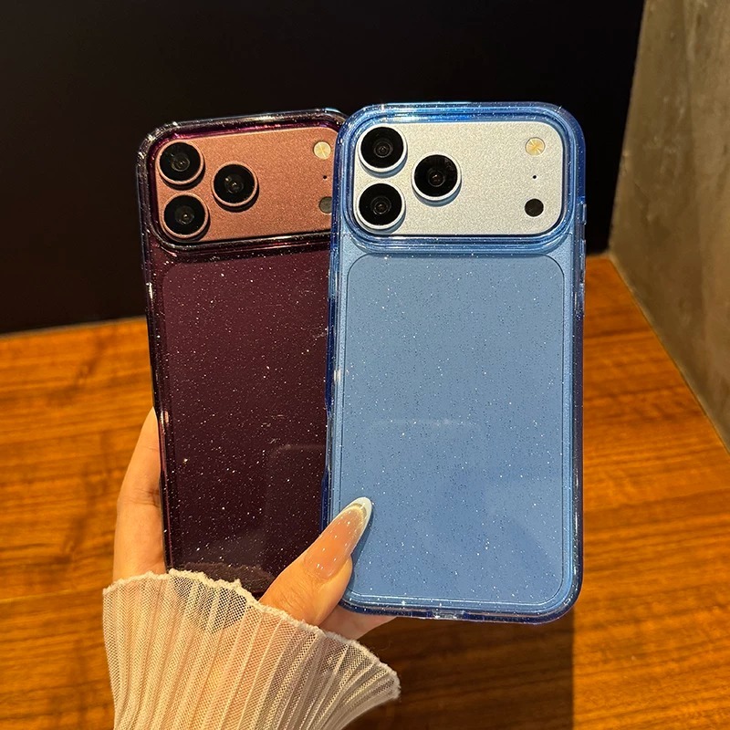 Case Capa Capinha para iPhone 17 18 Pro e 18 Pro Max Fibra de Capacete Glitter Brilho Acrílico Fumê