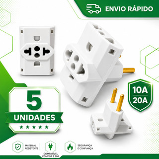 Adaptador de Tomada T Benjamim Universal 10A e 20A Pino Maciço Reforçado
