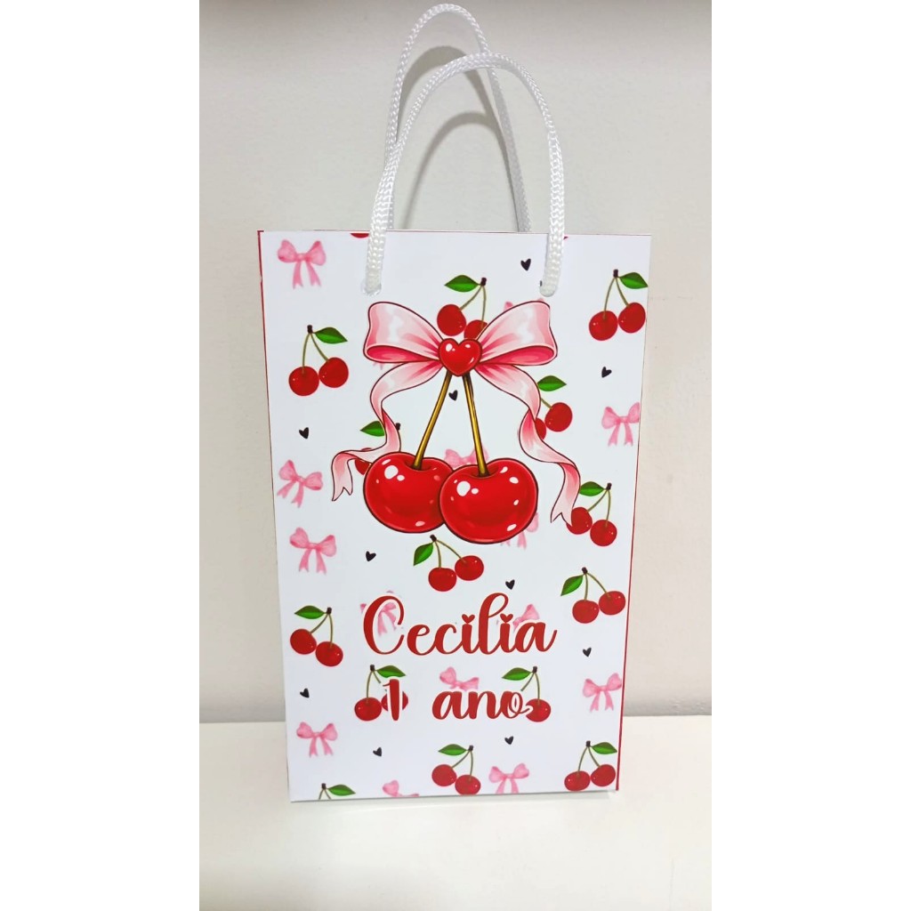 Sacolinha Cerejinha 40-50 sacolinhas| Personalizada para Festa | Lembrancinha Infantil |Sacolinha Surpresa |Envio Rápido