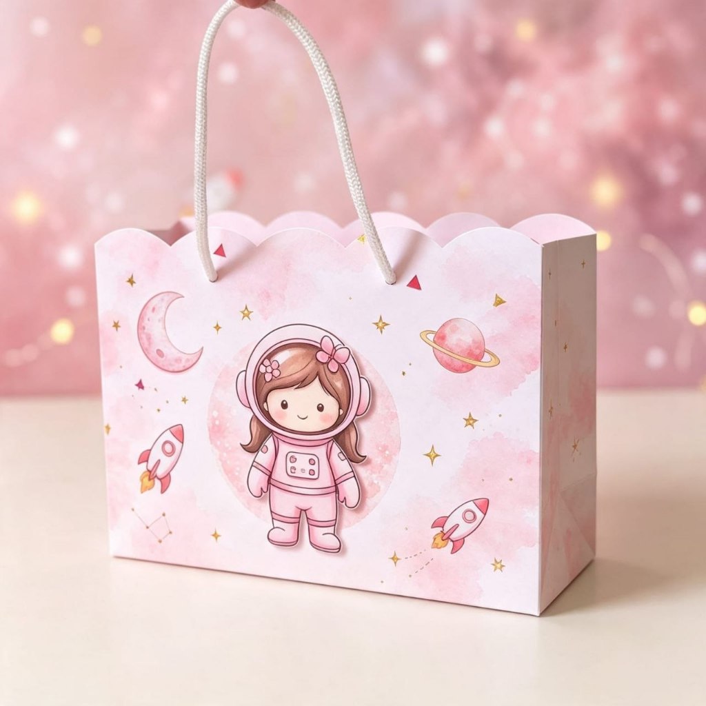 Sacola personalizada ASTRONAUTA MENINA  Sacolinha lembrancinha