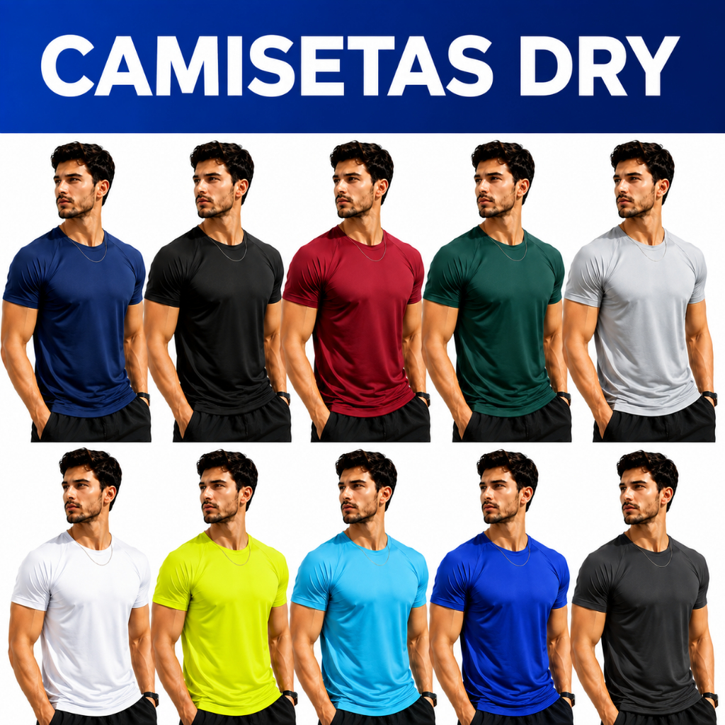 Camisetas Poliéster DryFit Masculina Lisa Academia Corrida Casual Esportes Confortável