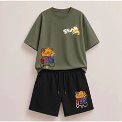 Conjunto infantil menino camiseta bermuda roupa infantil verão kit menino short camiseta criança