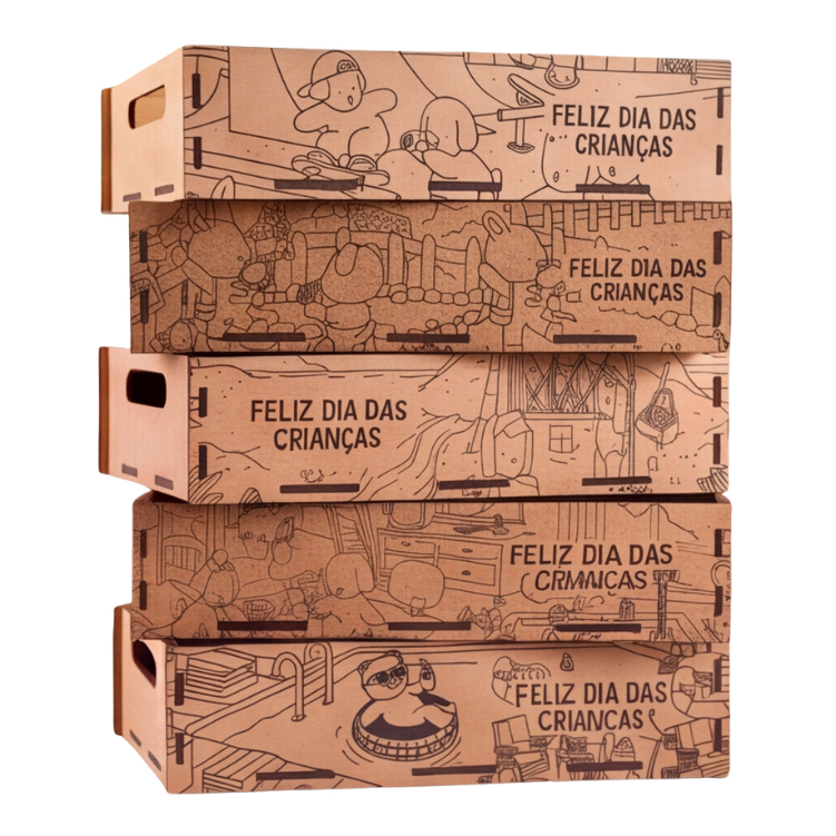 Kit 20 Bandejas Cesta MDF 10x15 Dia das Crianças Lembrancinha Festa Infantil Atacado Revenda