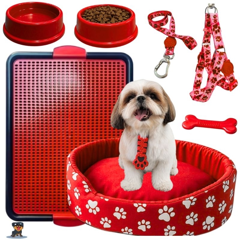 Kit Pet Cama Para Cachorro Sanitário Canino Comedouro Cachorro Pequeno