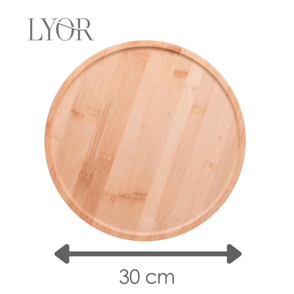 Tábua Giratória Lyor Redonda 30cm Bambu Natural para Servir Queijos Petiscos Aperitivos Mesa Posta Cozinha e Decoração · foto 2