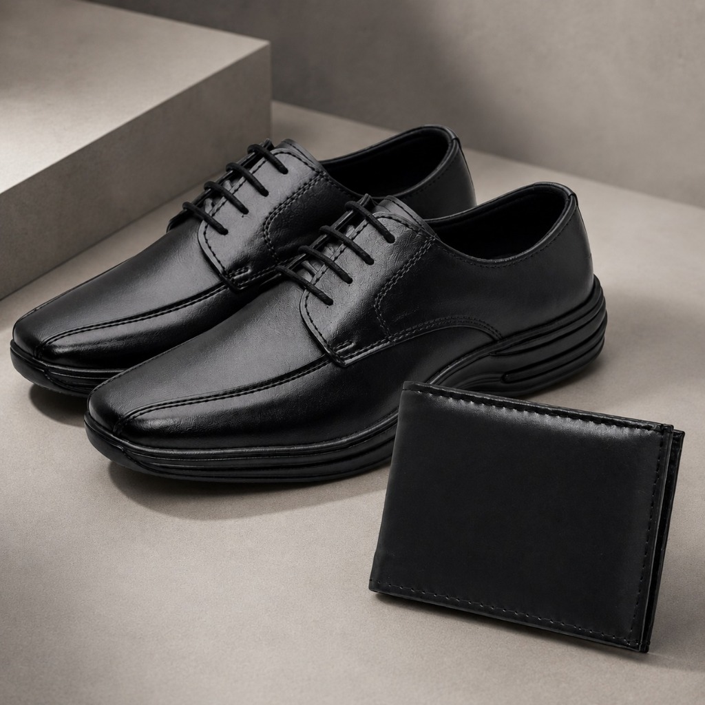 Sapato Social Masculino Confort  Kit Carteira Slim Preta