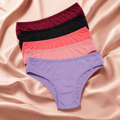 Kit 5 Calcinhas Microfibra Tanga Feminina Conforto Cores Sortidas Com Forro