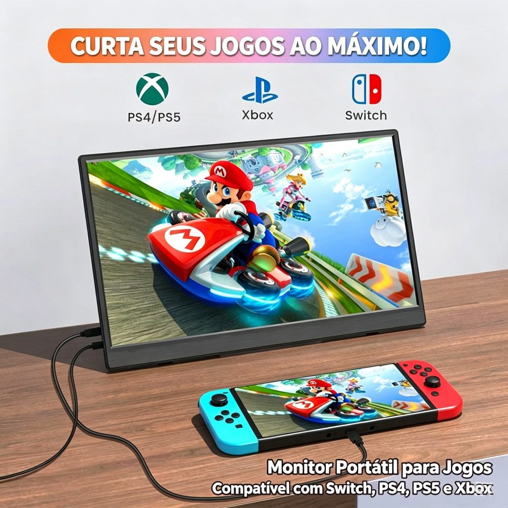 Monitor portátil 15.6'' 1920*1080P 4K com tela IPS Full HD Alto-falantes Estéreo