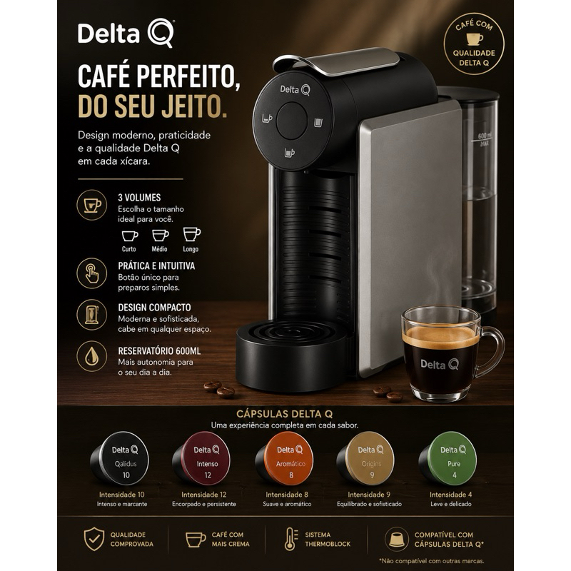 Imagem Máquina Cafeteira Cápsula Café Expresso Miniqool Cinza - DeltaQ