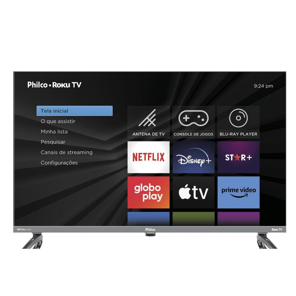 Smart TV Philco P32CRB 32" HD DLED Cinza Roku TV Dolby Audio HDR10 Bivolt
