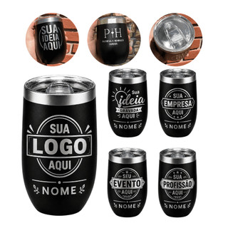 Copo Térmico Cuia Personalizado 360ml Aço Inox tampa anti vazamento personalizado Seu Nome Logo time