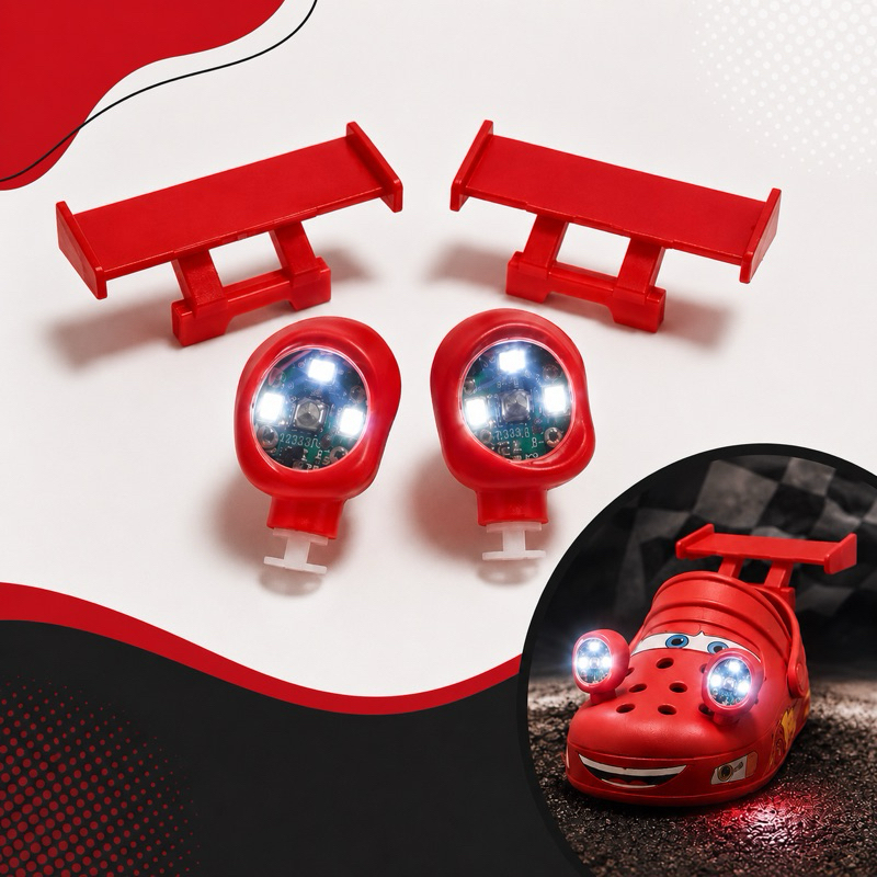 kit farol e aerofólio para Babuche cro.c jibbitz relâmpago