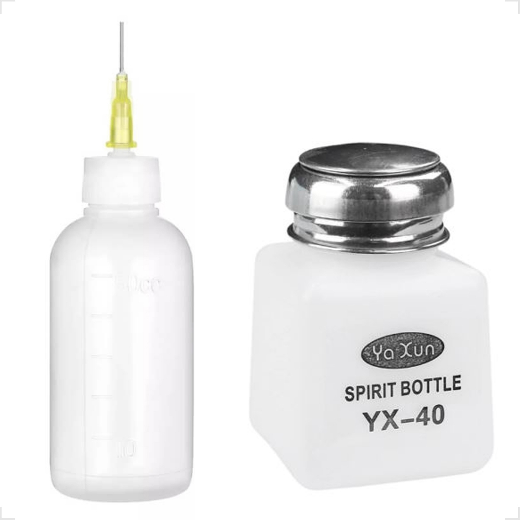 Kit Com 2 Dispensers 100ml e 50ml Para Líquidos Álcool Fluxo de Solda Precisão