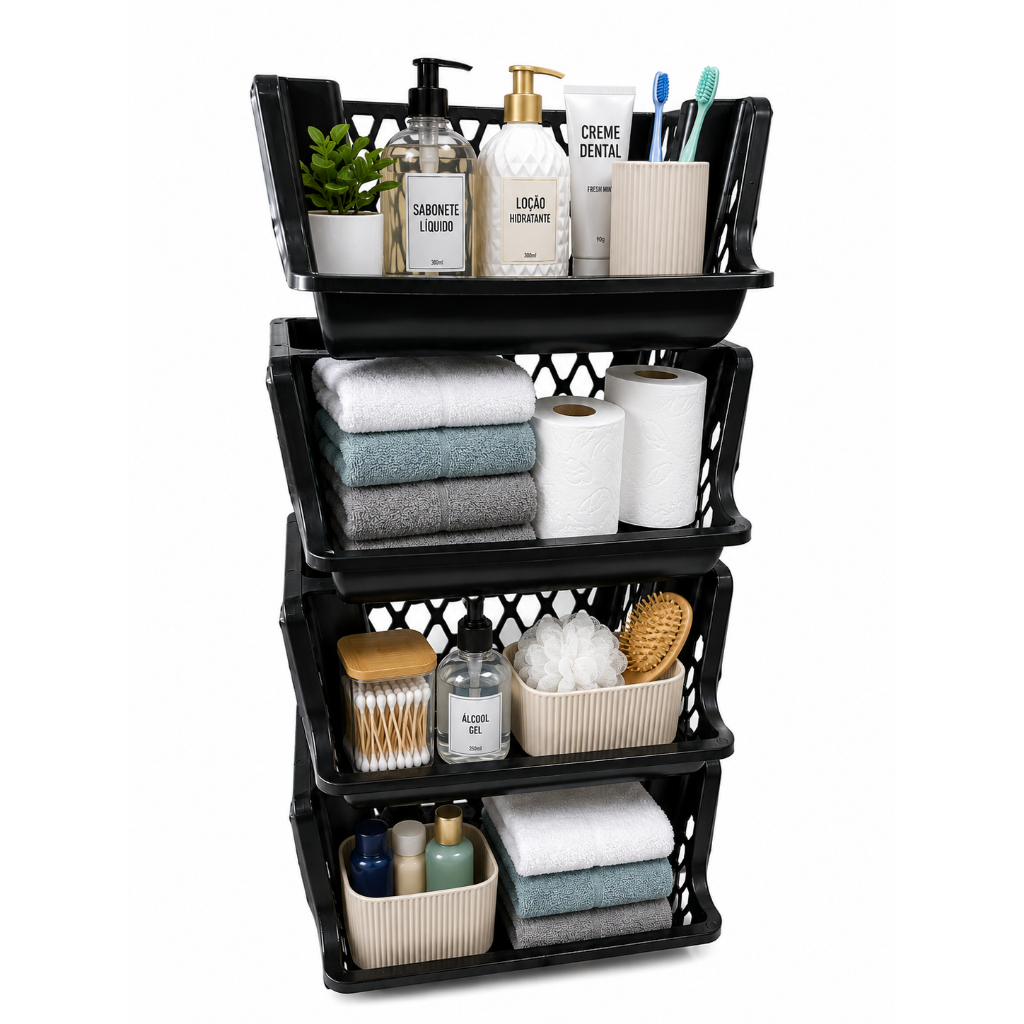 Organizador Multiuso Empilhável Prático e Resistente Casa Escritorio Quarto Sapateira