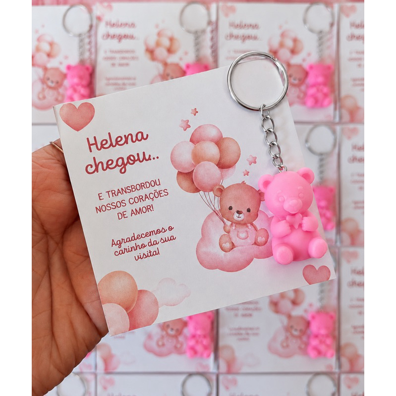 Kit 30 Chaveiros Ursinho Lembrancinha Maternidade Nascimento Personalizado