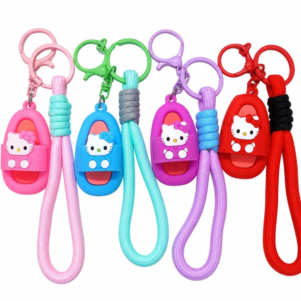 Chaveiro Hello Kitty com Cordão Pingente Infantil Fofo Mochila Bolsa Chaveiro Chinelo Hello Kitty
