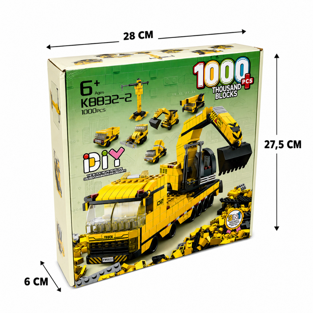 Blocos de Montar 1000 Peças 6 em 1 Caminhão de Construção Castela Brinquedo Educativo — imagem 2 de 2
