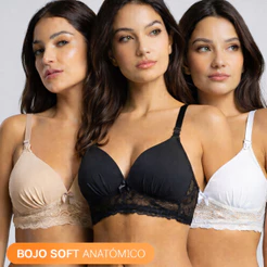 kit 3 Sutiãs Amamentação Bojo Confortável Soft Rendado Pós Parto Maternidade Abre Fácil Gestante