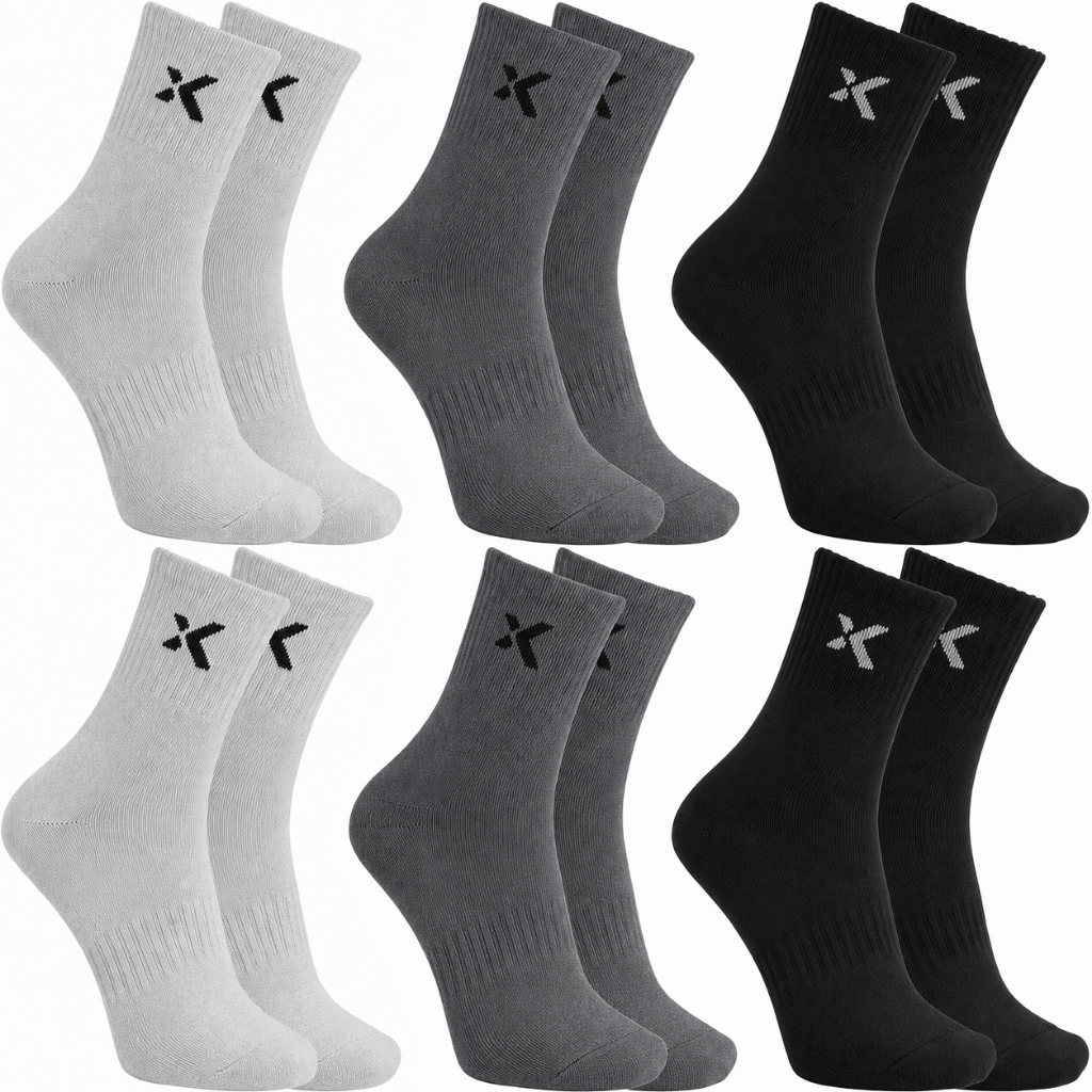 KIT até 24 Pares Meias Sport Casual Algodão Cano Médio Alto Original