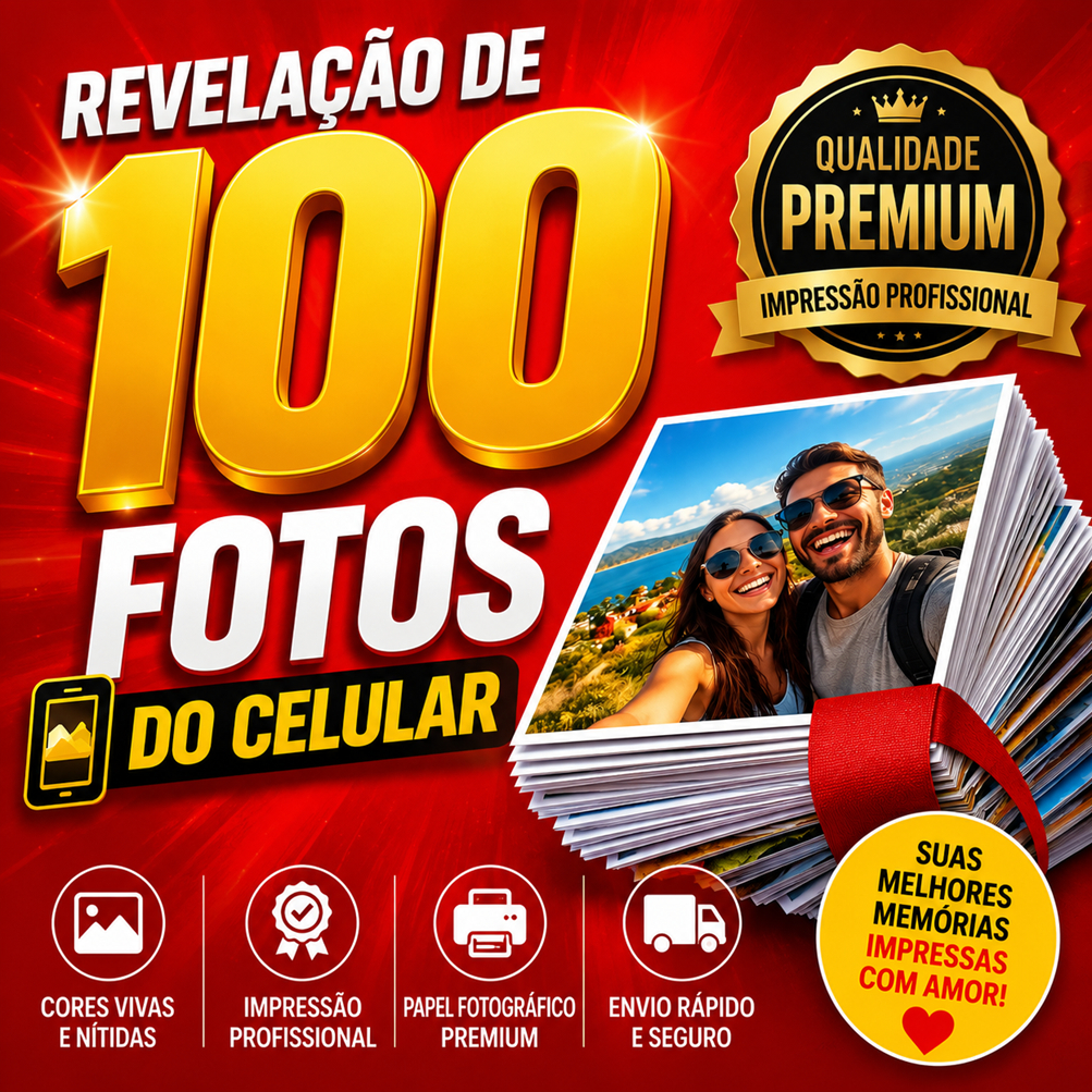 Kit 100 Fotos 10x15 em Papel Fotográfico, Escolha na Variação - Tipo Papel: Fotográfico Brilhante
