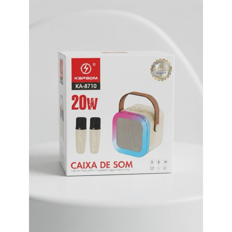 Caixinha de Som Karaokê Infantil com 2 Microfones Bluetooth