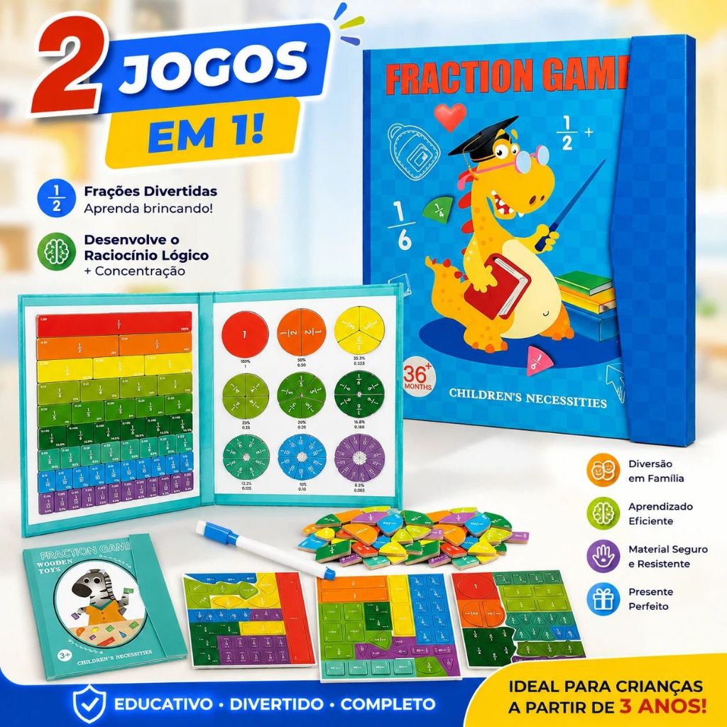Livro De Matemática De Fração Magnética , Brinquedo Educacional De Aprendizagem Para Crianças