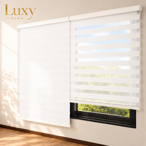 LUXY Persiana Véu Suave Blackout Para Quarto Dupla Camada Privacidade Controle De Luz Cortina Moderna