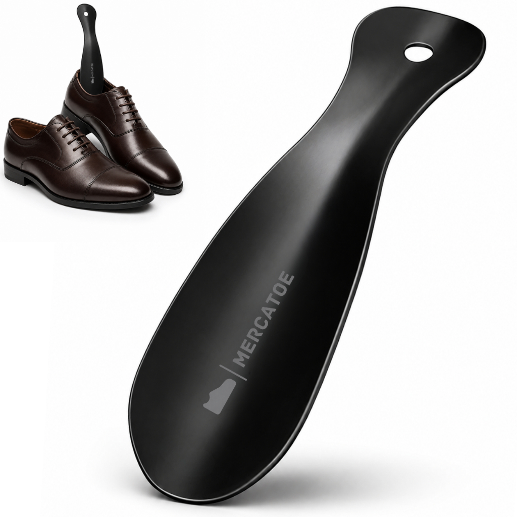 Calçadeira Calçador de SAPATO 19cm AÇO INOX PREMIUM MERCATOE BULL BLACK 19cm - Facilita a Vida e Preserva Sapatos