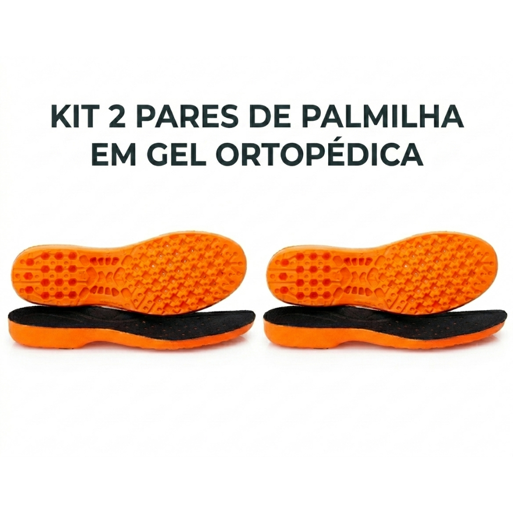 KIT 2 PARES DE PALMILHA ORTOPÉDICA DE GEL ANTI-IMPACTO CONFORTÁVEL PARA VARIAS HORAS DE TRABALHO