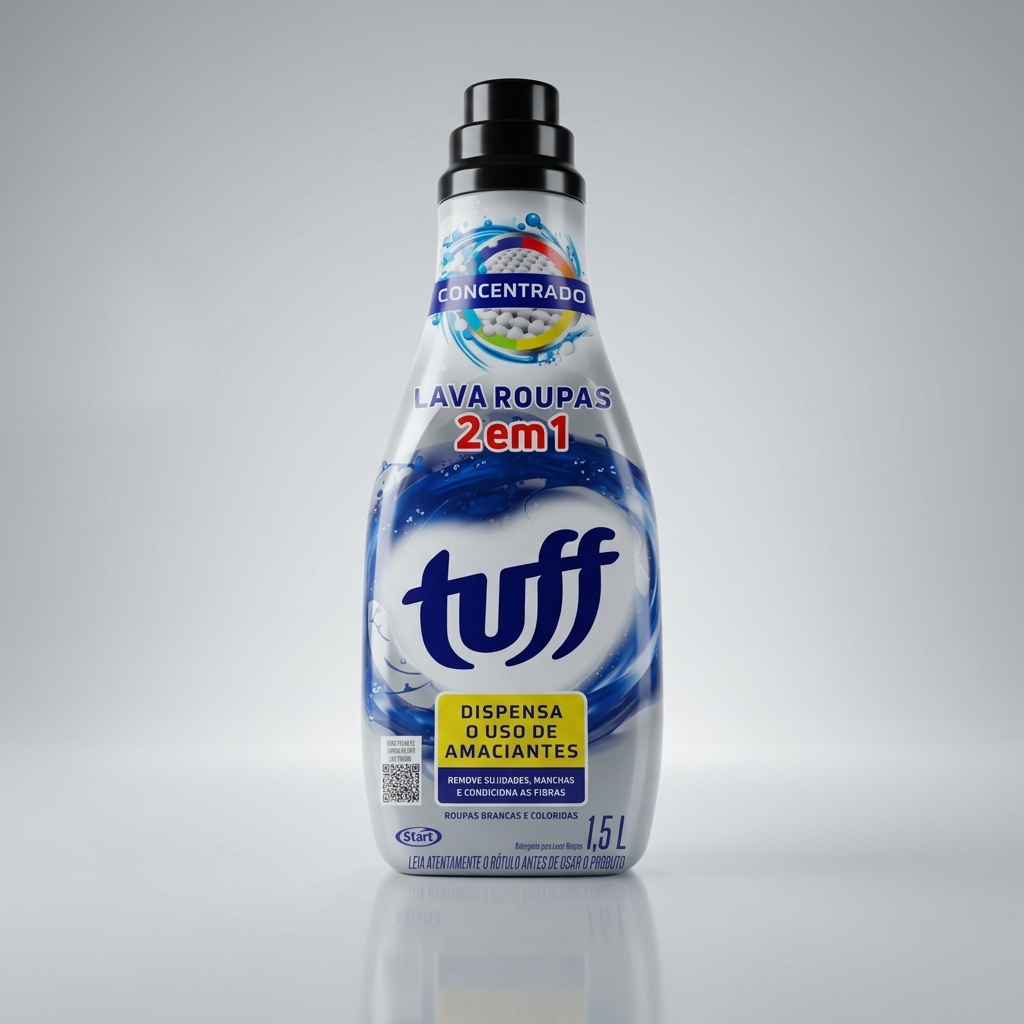 Kit Lava Roupas Líquido 2 em 1 Tuff 1,5L Concentrado Dispensa Amaciante Brancas
