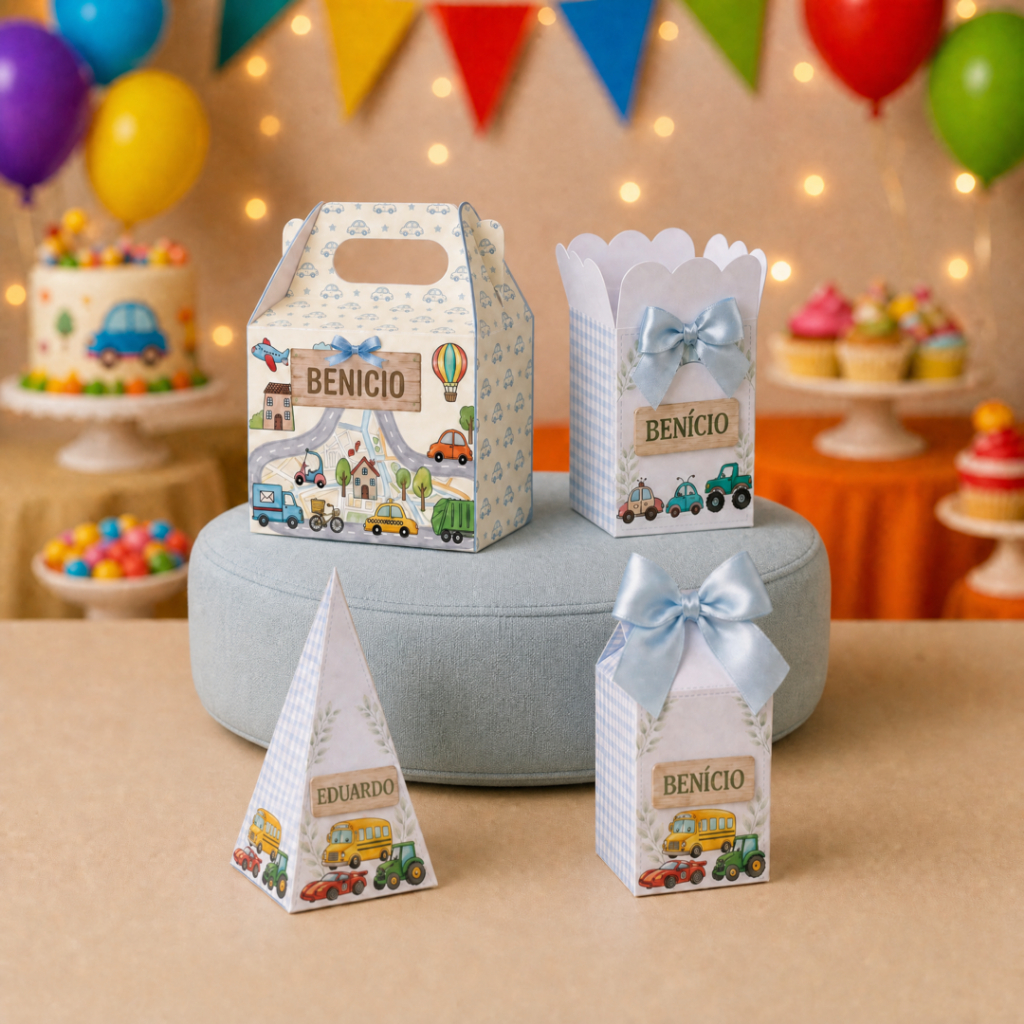 Kit Caixinhas Personalizadas Carrinhos festa infantil Menino Lembrancinhas