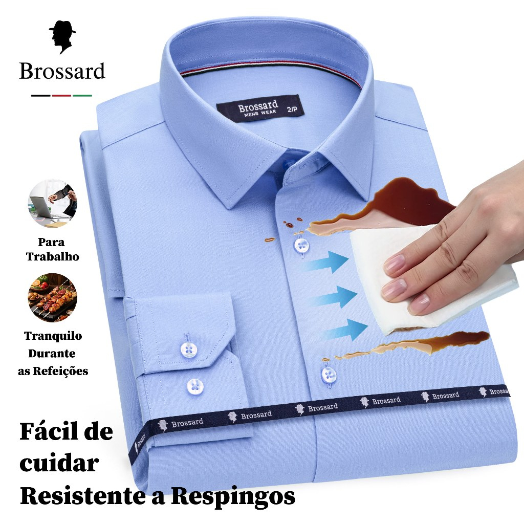 Camisa Social Masculina Manga Longa Estilosa Slim Fit, Tecido que Fibra de bambu Não Amassa Elastano