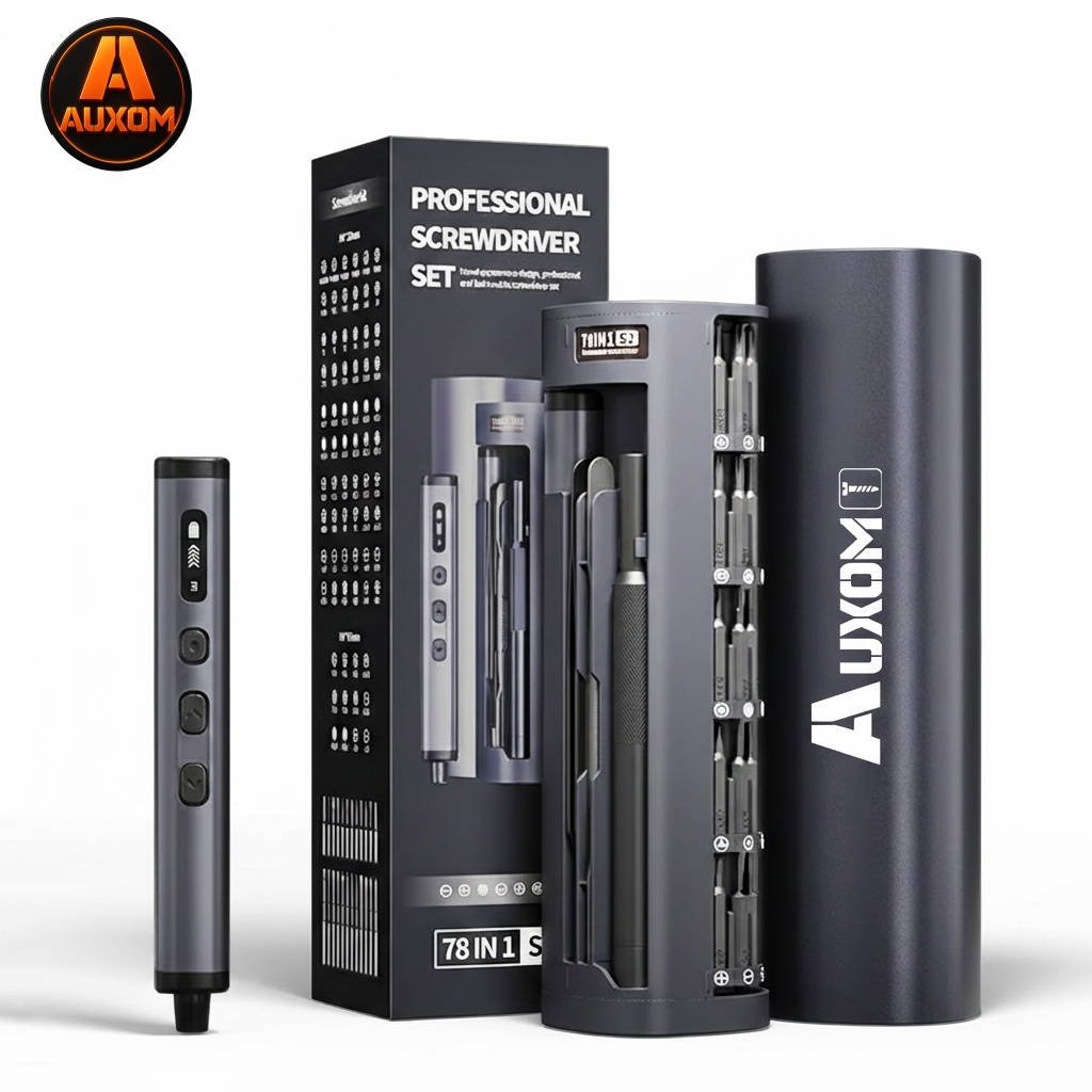 AUXOM Parafusadeira Elétrica Precisão 78 em 1 Magnética Aço S2 OLED USB-C Kit Reparo Celular PC